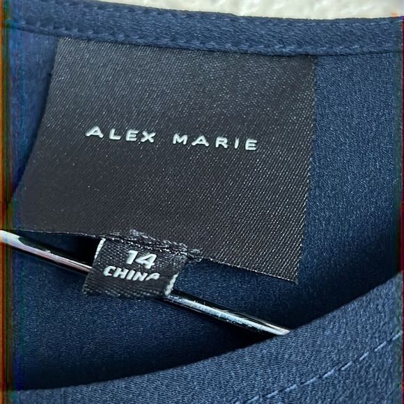 ALEX MARIE embroidered navy blue dress - Picture 8 of 11